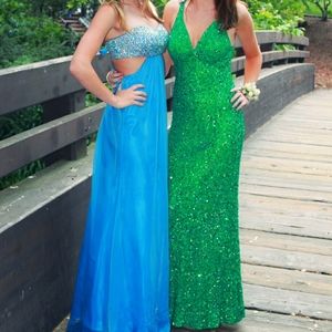 Green Sequin Formal Prom Dress